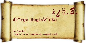 Ürge Boglárka névjegykártya