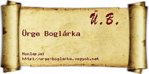 Ürge Boglárka névjegykártya